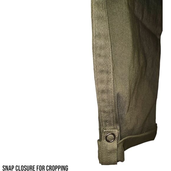 Torrid plus size floral cold shoulder top with olive twill aviator crop jean set - Picture 7 of 16